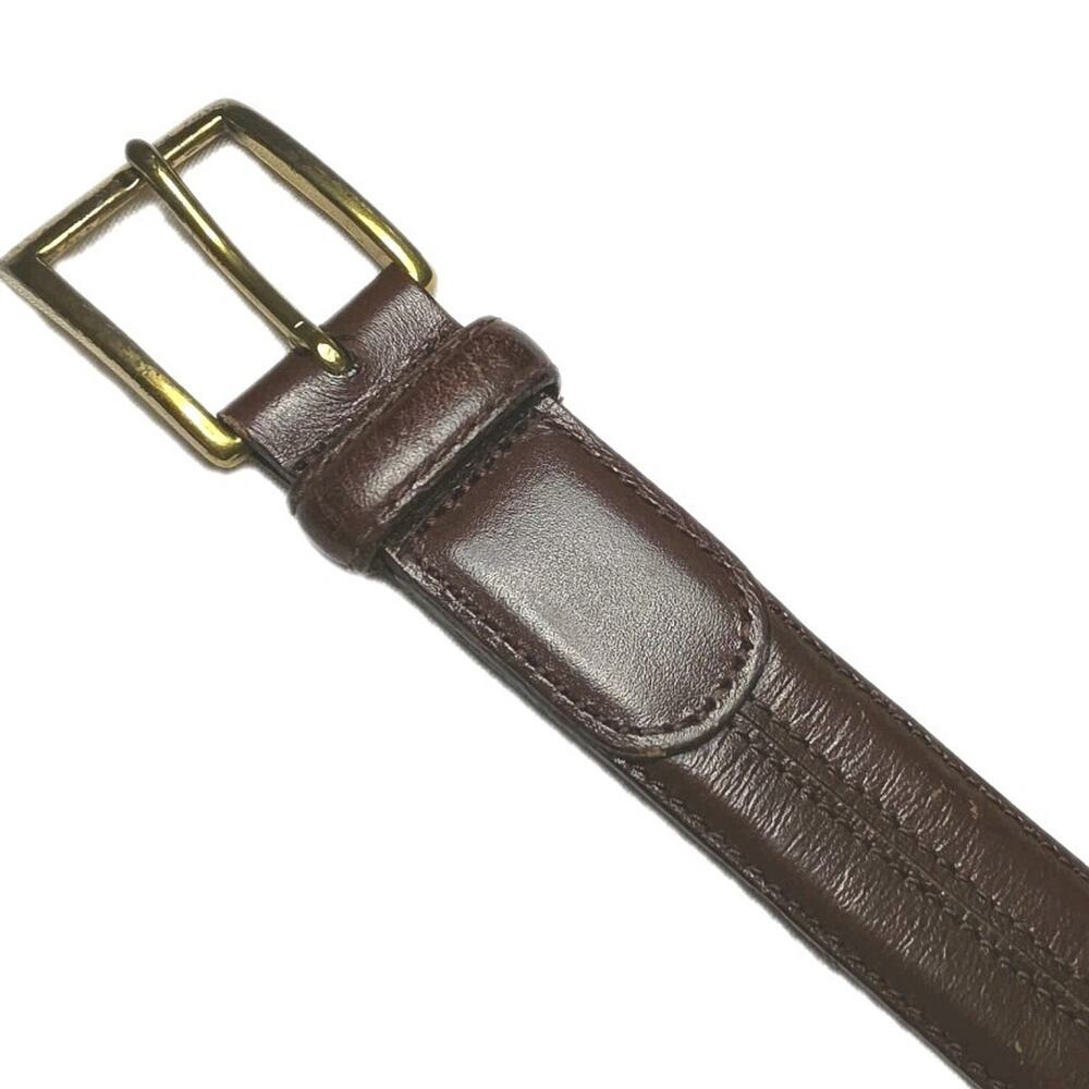 Men's Brown Leather Belt Brass Buckle Size 36/90